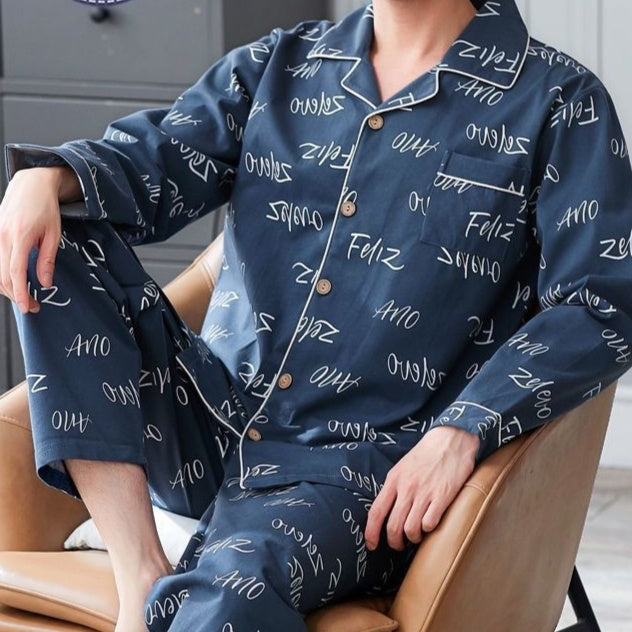 Men's Cotton Long-Sleeve Pajama Set