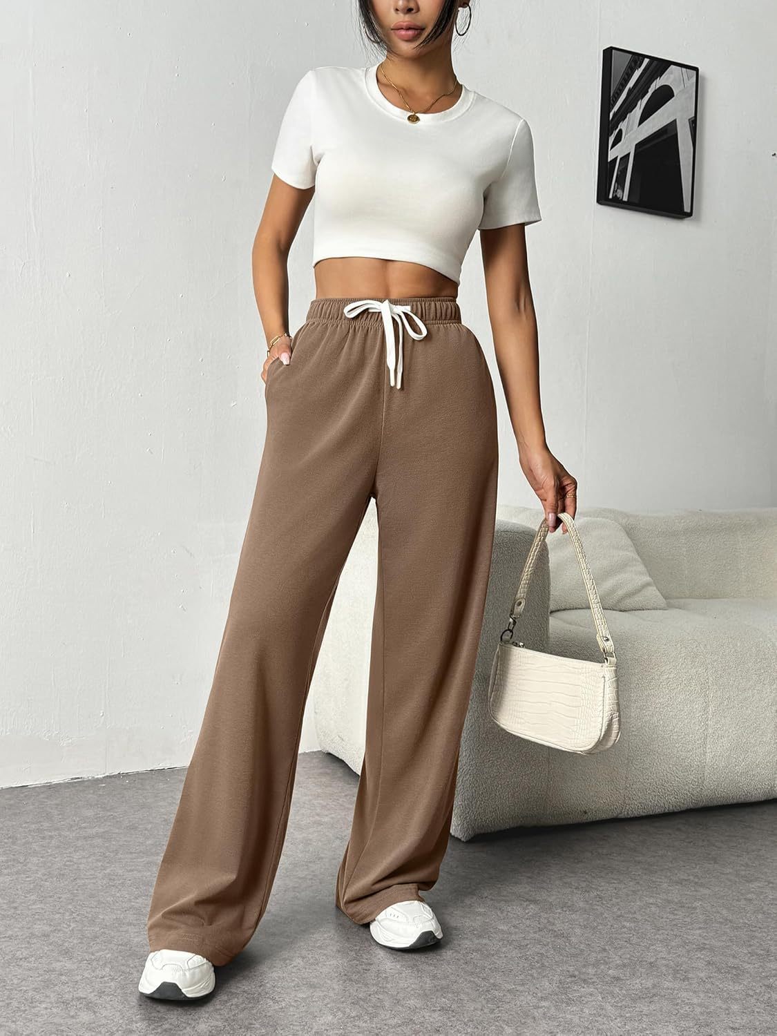 Women's High Waist Wide Leg Track Pants