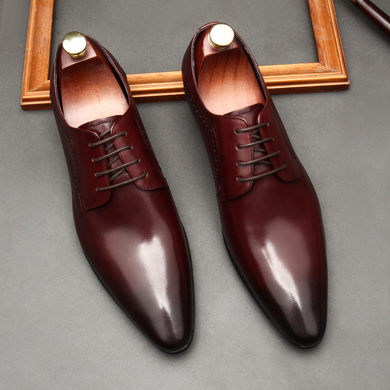 Men's Lace-up Formal Leather Shoes - Black