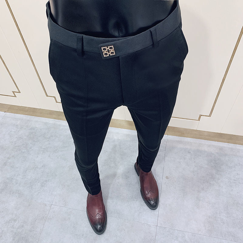 Men's Slim-Fit Nine-Point Suit Pants