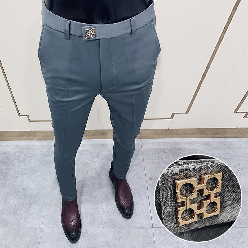 Men's Slim-Fit Nine-Point Suit Pants