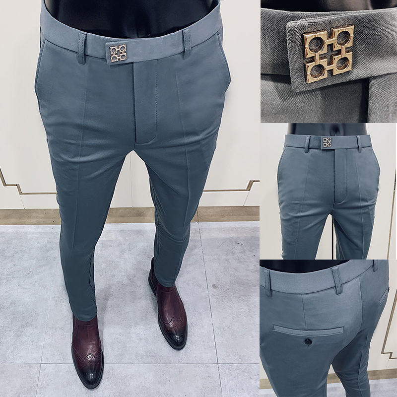 Men's Slim-Fit Nine-Point Suit Pants