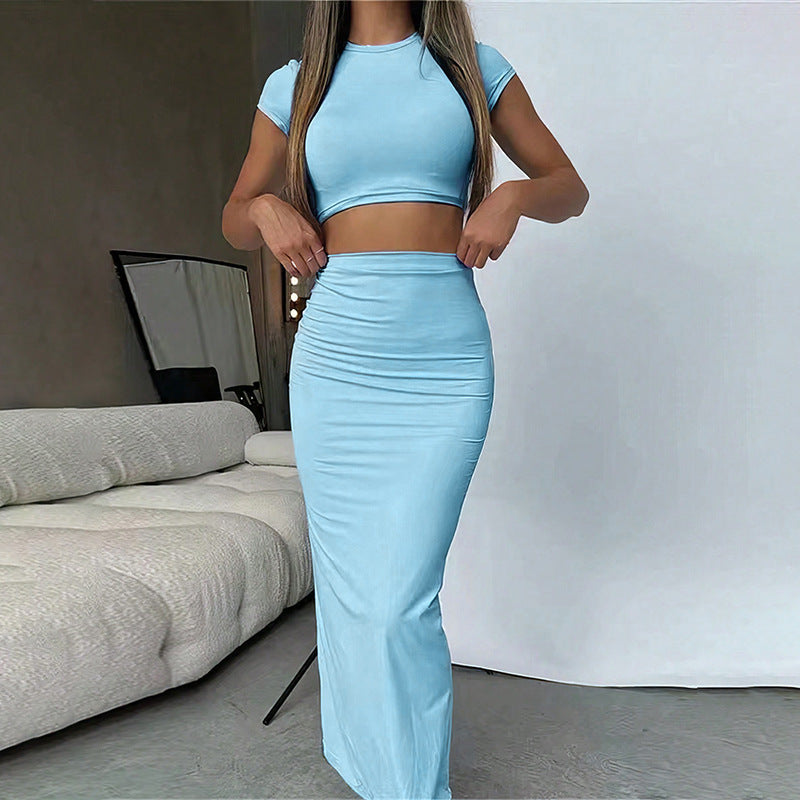 Casual Crop Top & A-Line Skirt Set
