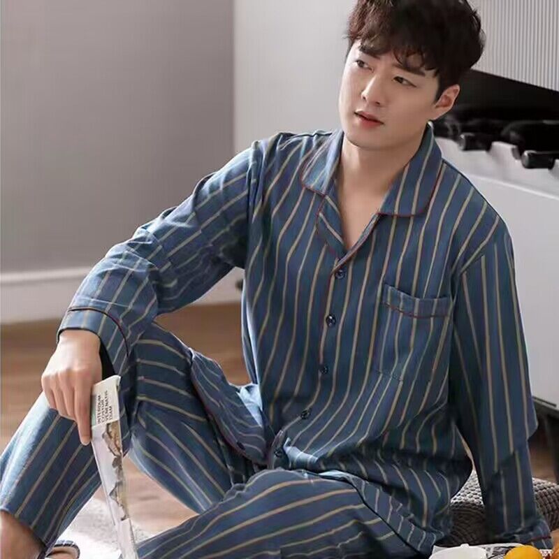 Men's Cotton Long-Sleeve Pajama Set