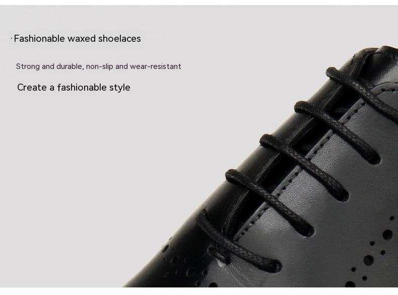 Men’s Leather Pointed Toe Business Lace-Up Shoes