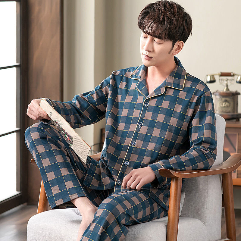 Men's Cotton Long-Sleeve Pajama Set