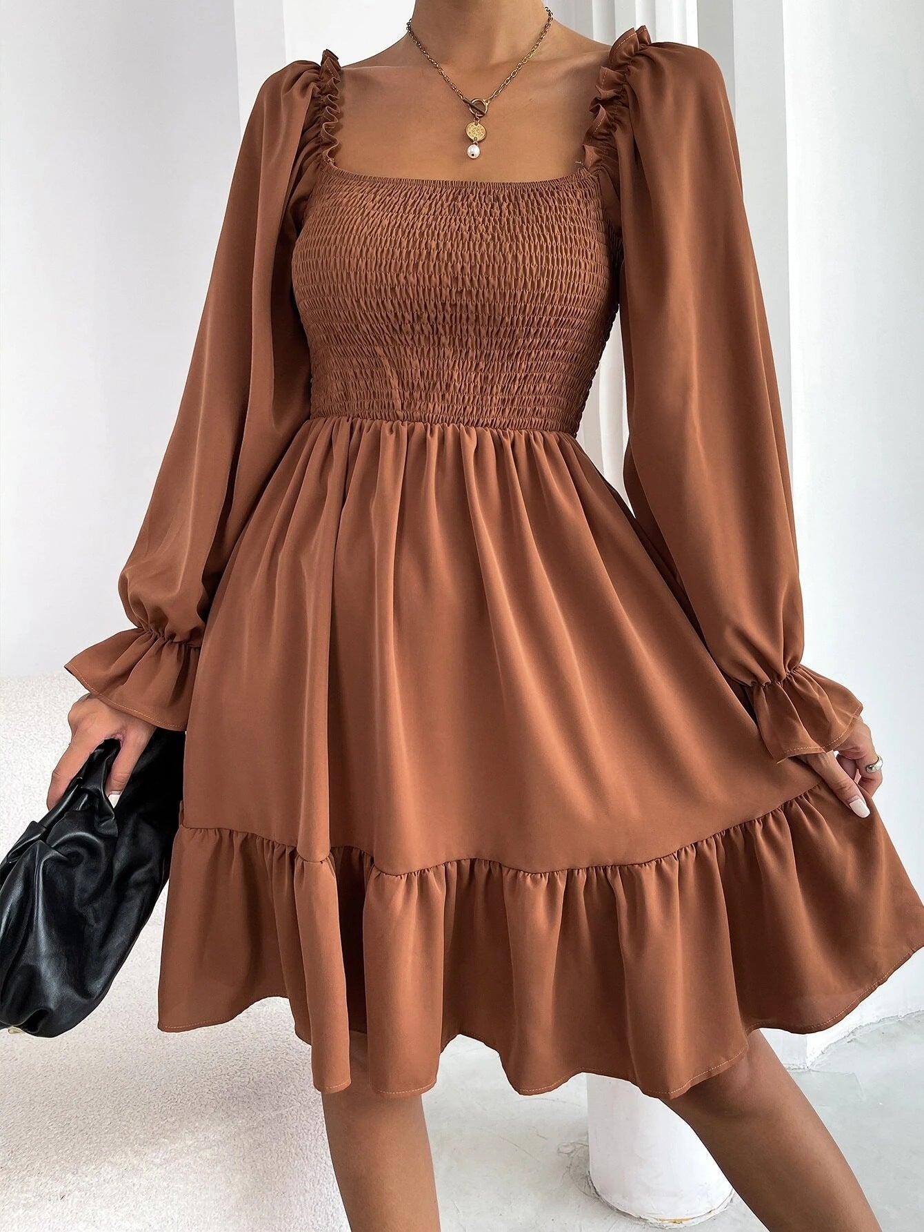 Flared Long Sleeve Swing Dress