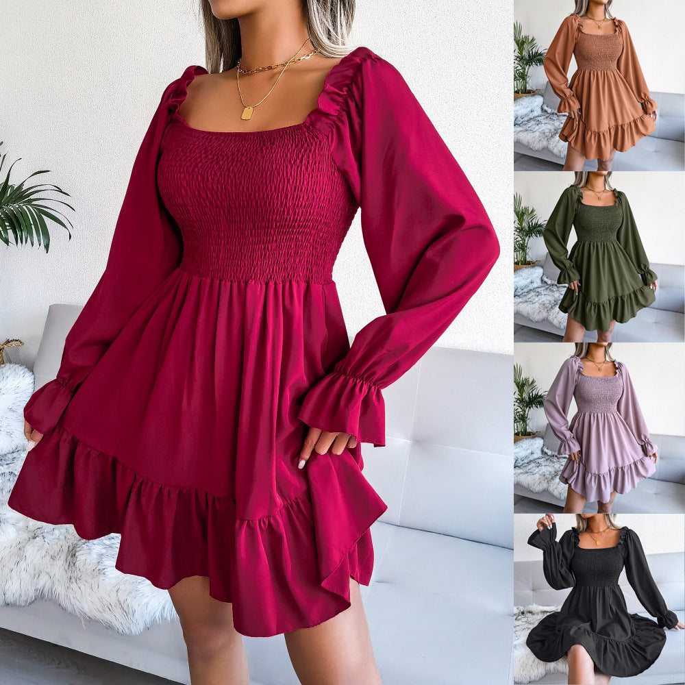 Flared Long Sleeve Swing Dress