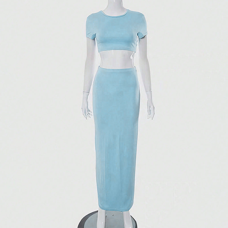Casual Crop Top & A-Line Skirt Set