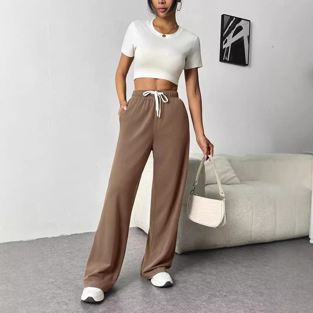Women's High Waist Wide Leg Track Pants