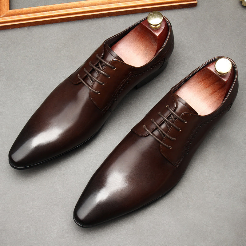 Men's Lace-up Formal Leather Shoes - Black