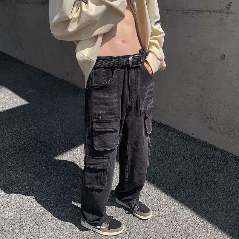 Men's Distressed Straight-Leg Cargo Jeans