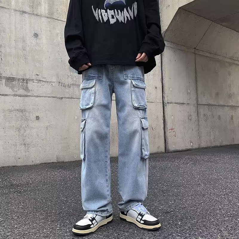 Men's Distressed Straight-Leg Cargo Jeans