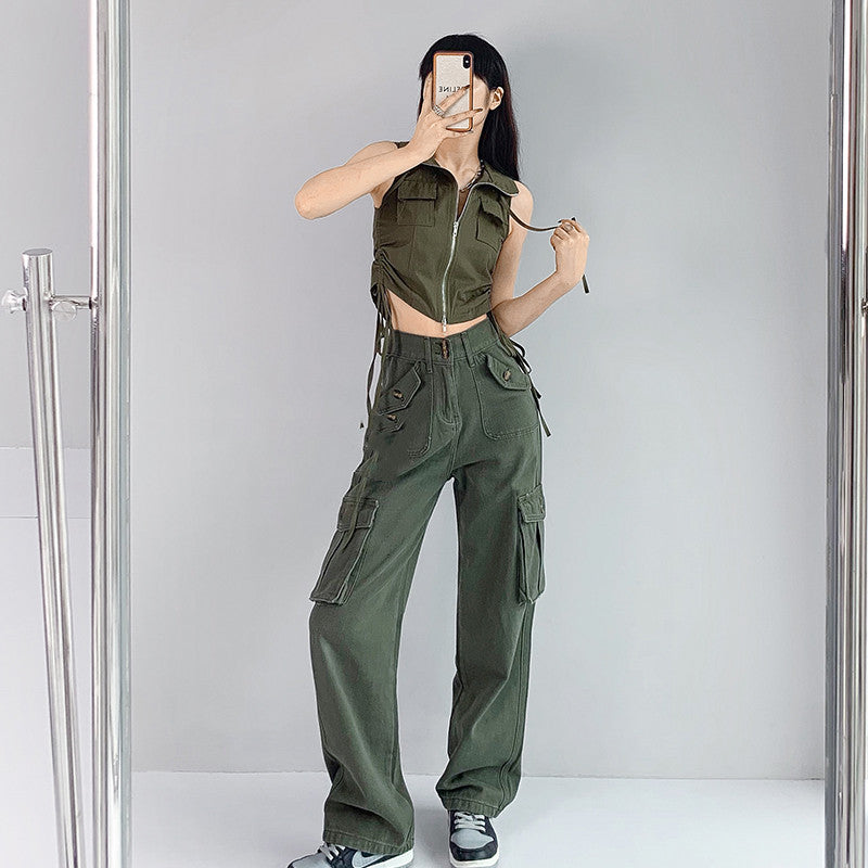 Ladies High Waist Retro Cargo Pant