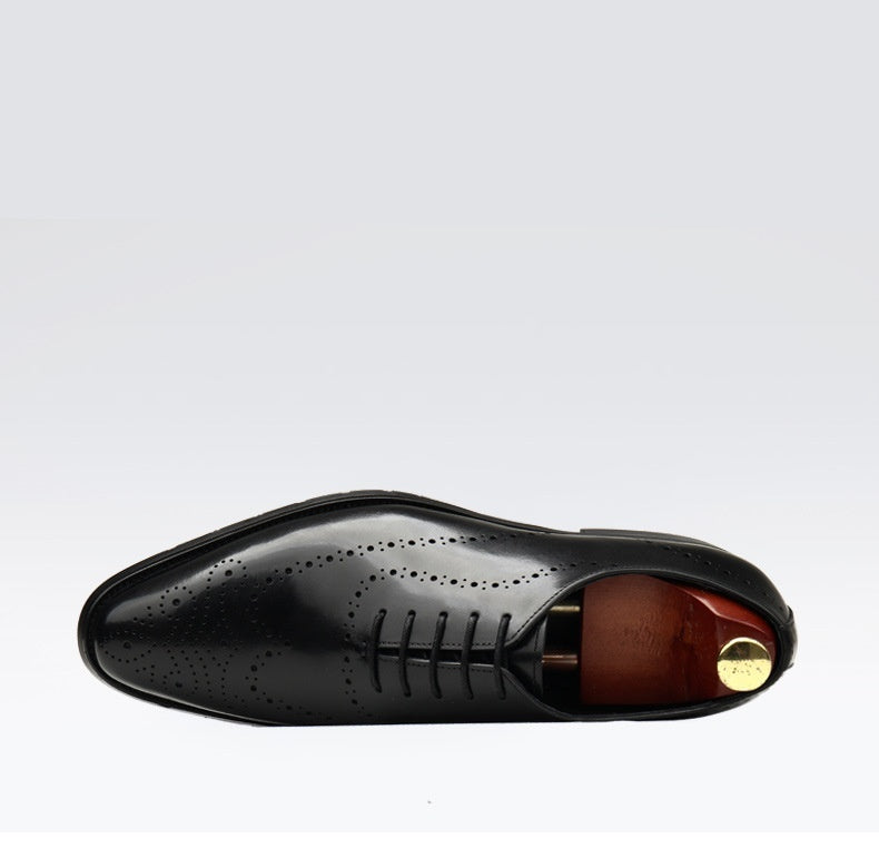 Men’s Leather Pointed Toe Business Lace-Up Shoes