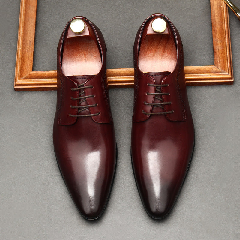 Men's Lace-up Formal Leather Shoes - Black
