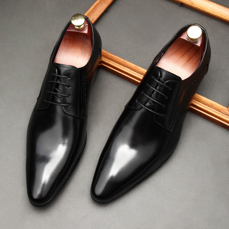 Men's Lace-up Formal Leather Shoes - Black