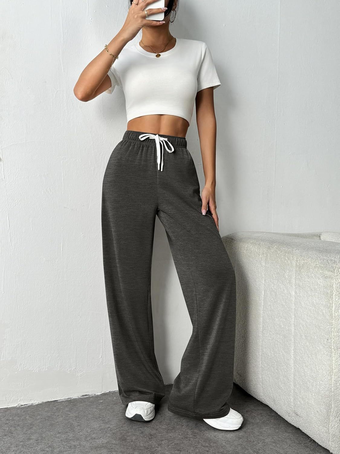 Women's High Waist Wide Leg Track Pants