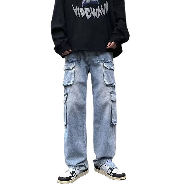 Men's Distressed Straight-Leg Cargo Jeans