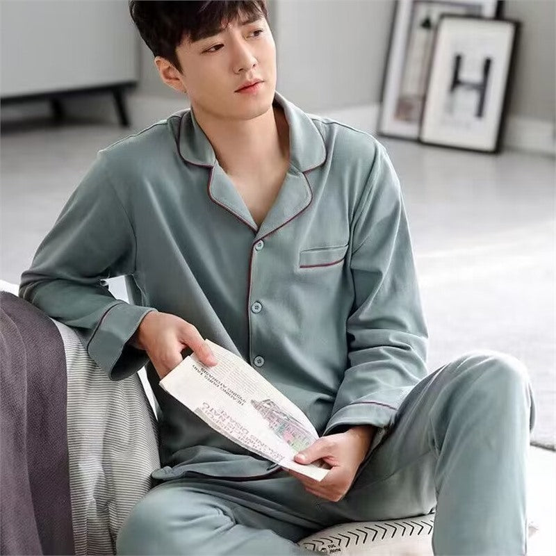 Men's Cotton Long-Sleeve Pajama Set