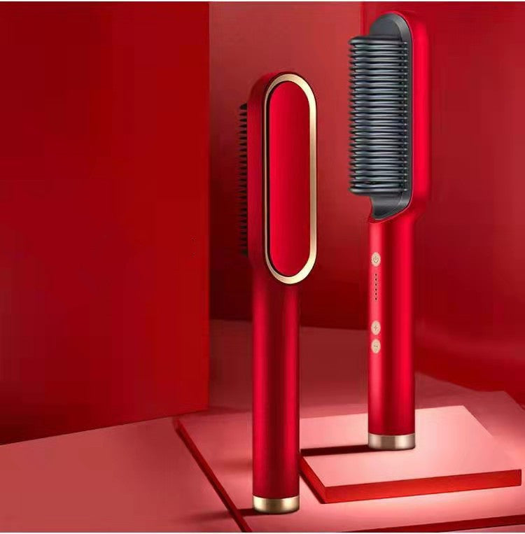2-in-1 Ionic Hair Straightener & Curling Brush – Style with Ease!