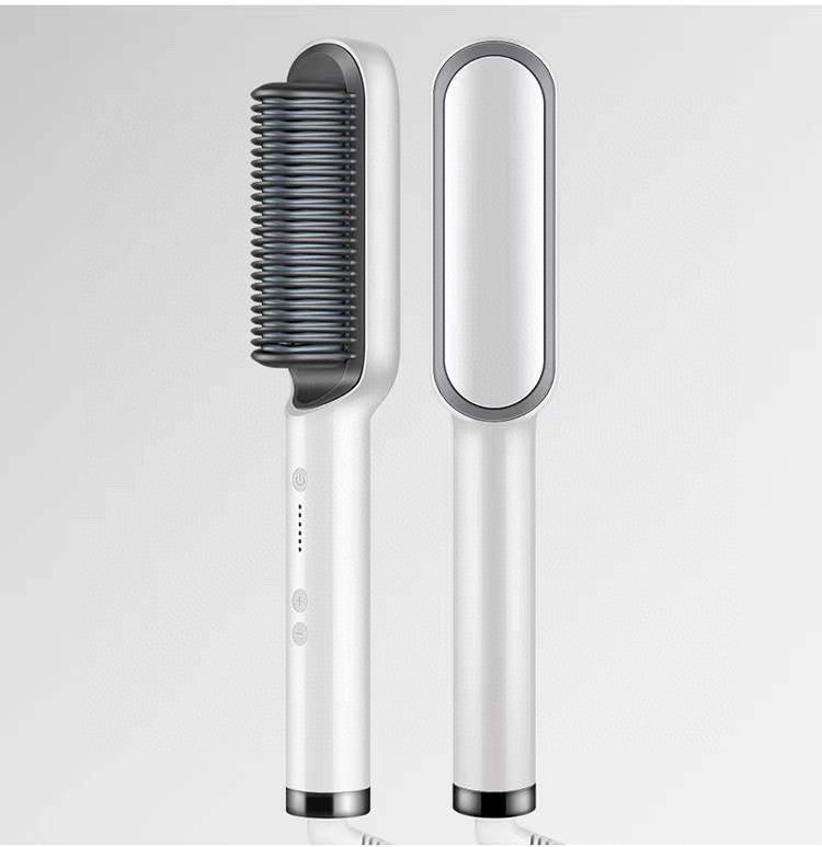 2-in-1 Ionic Hair Straightener & Curling Brush – Style with Ease!