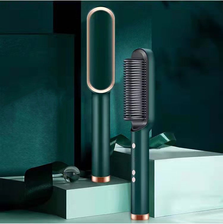 2-in-1 Ionic Hair Straightener & Curling Brush – Style with Ease!