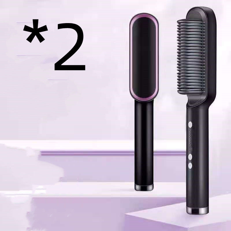 2-in-1 Ionic Hair Straightener & Curling Brush – Style with Ease!