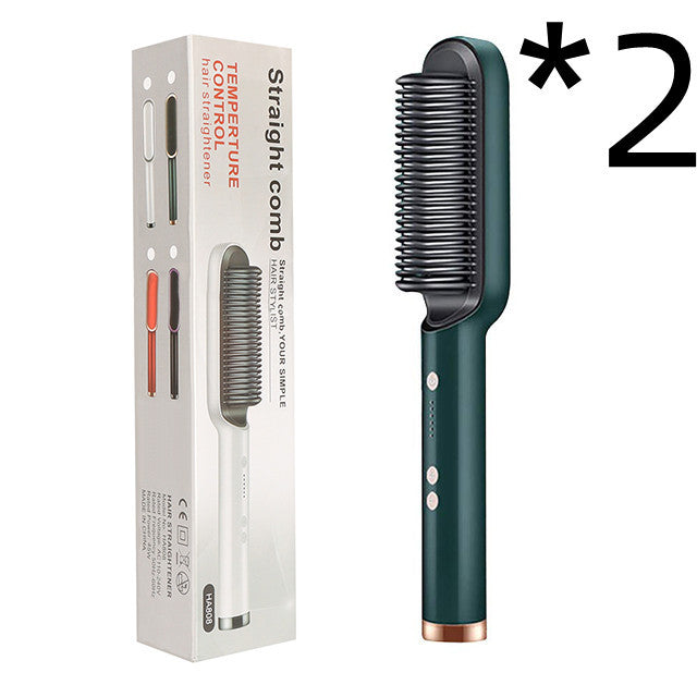 2-in-1 Ionic Hair Straightener & Curling Brush – Style with Ease!