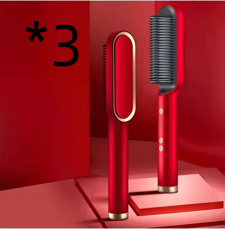2-in-1 Ionic Hair Straightener & Curling Brush – Style with Ease!