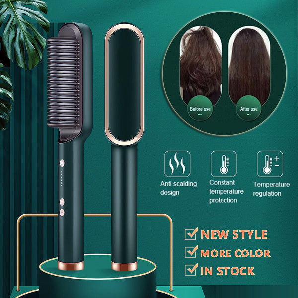 2-in-1 Ionic Hair Straightener & Curling Brush – Style with Ease!
