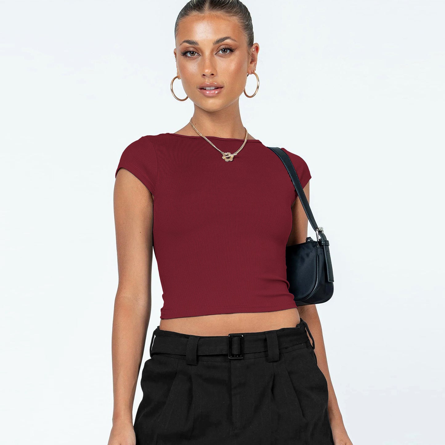 Y2K Hollow Crop-Top T-Shirt for Women (Short Sleeve)