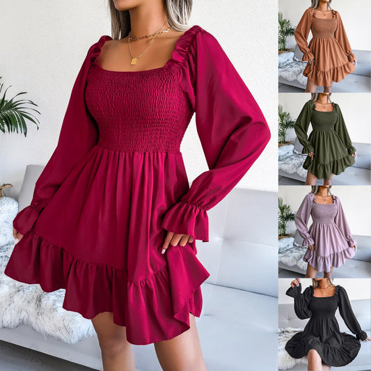 Flared Long Sleeve Swing Dress