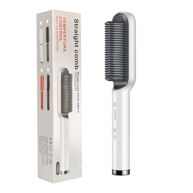 2-in-1 Ionic Hair Straightener & Curling Brush – Style with Ease!