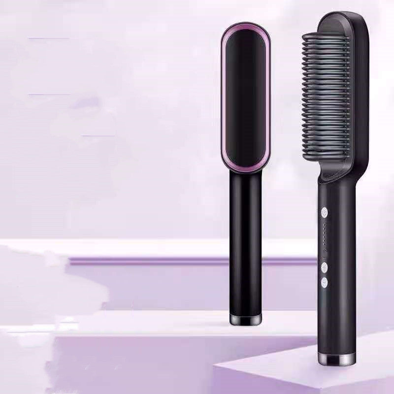 2-in-1 Ionic Hair Straightener & Curling Brush – Style with Ease!