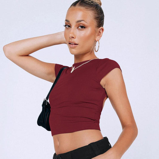 Y2K Hollow Crop-Top T-Shirt for Women (Short Sleeve)