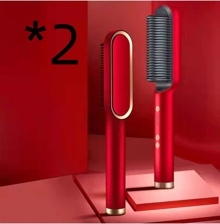 2-in-1 Ionic Hair Straightener & Curling Brush – Style with Ease!