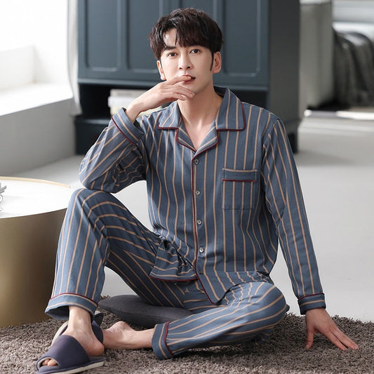 Men's Cotton Long-Sleeve Pajama Set