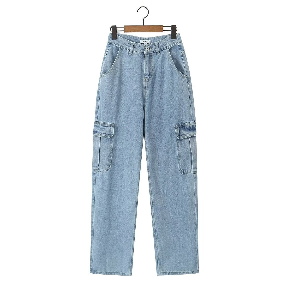 High Waist Loose Boyfriend Cargo Jeans