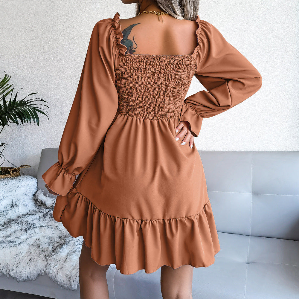 Flared Long Sleeve Swing Dress