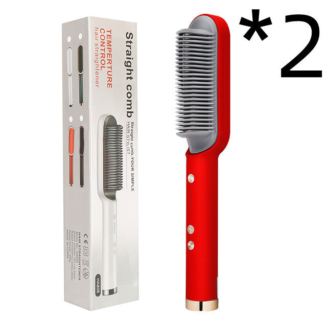 2-in-1 Ionic Hair Straightener & Curling Brush – Style with Ease!