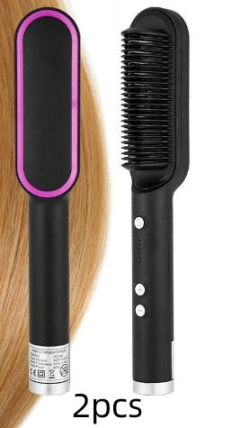 2-in-1 Ionic Hair Straightener & Curling Brush – Style with Ease!