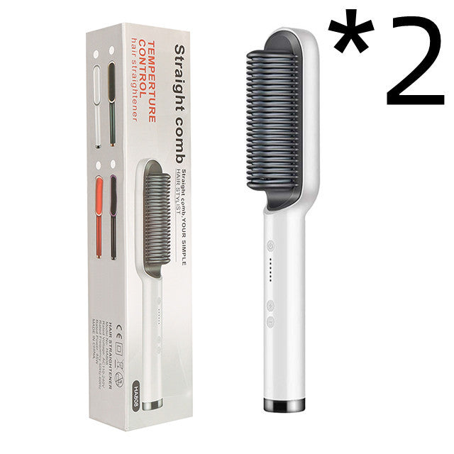 2-in-1 Ionic Hair Straightener & Curling Brush – Style with Ease!
